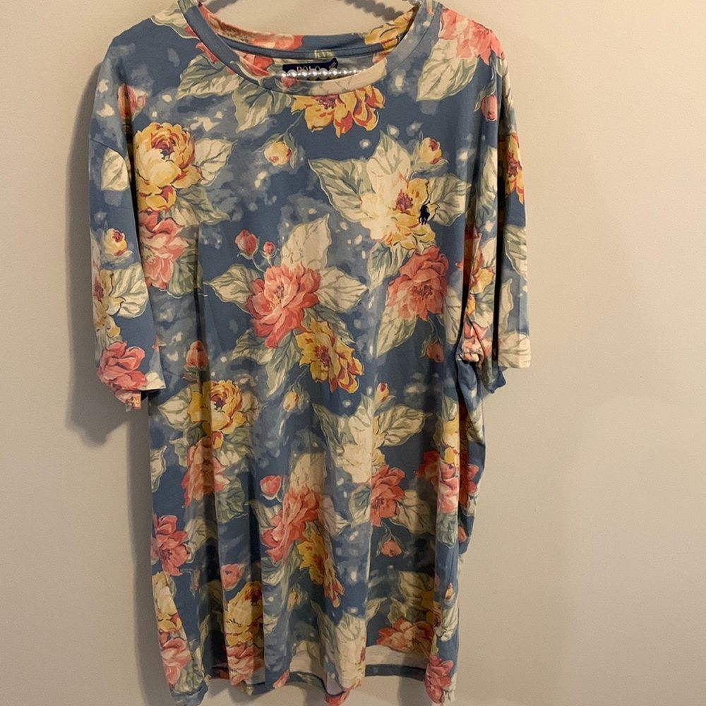 Ralph Lauren Men’s XL Tall Floral Print Casual Shirt Blue Multicolor